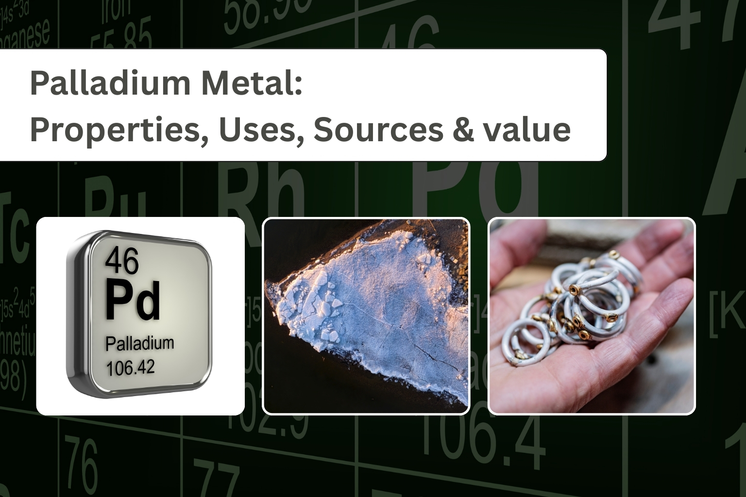 Palladium Metal Properties, Uses, Sources & value